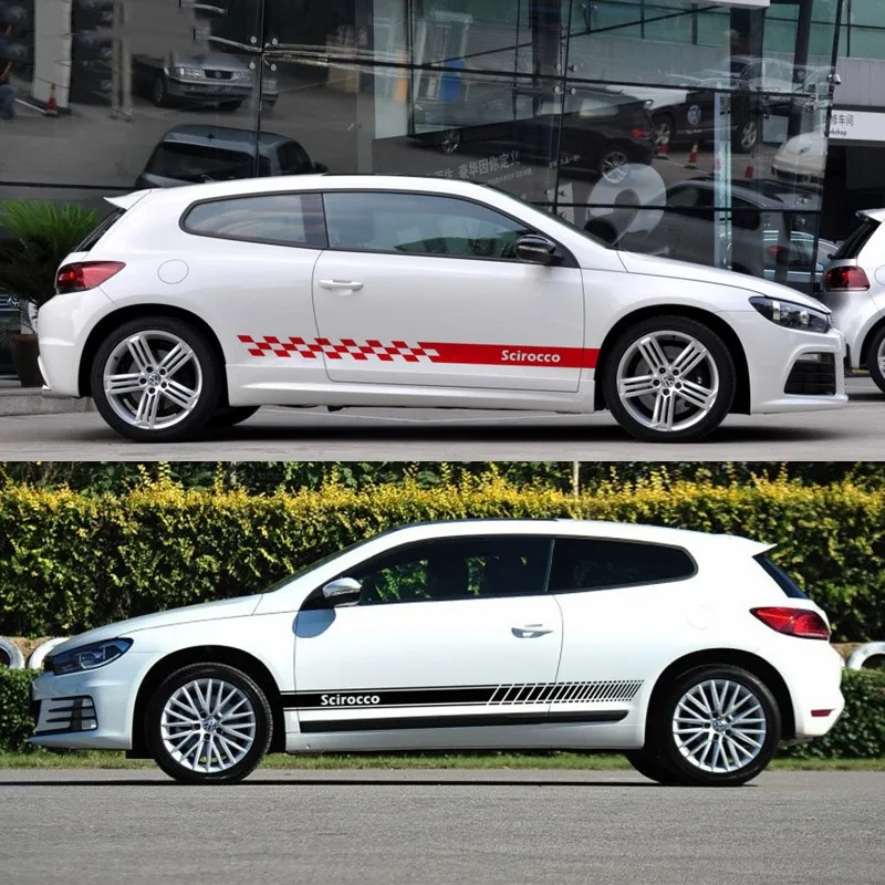 

For-Volkswagen-Passat CC FSI TSI Auto Body Decor Vinyl Decals Accessories Racing Sport Stripes Car Door Side Skirt Sticker