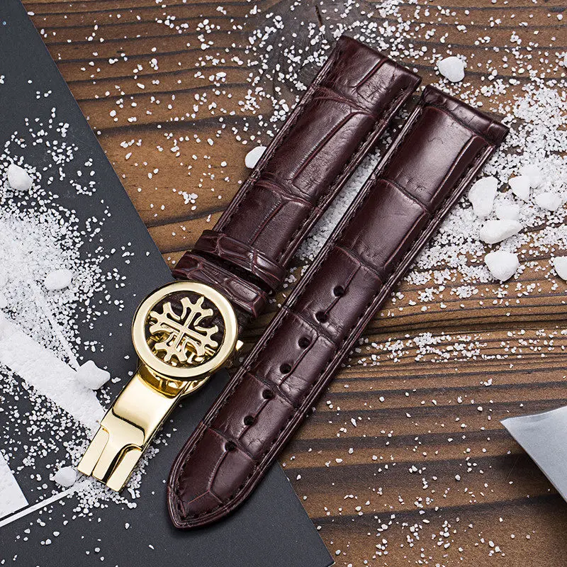 

High Quality Alligator Genuine leather Watchband 19mm 20mm 21mm 22mm PP Substitute for Patek Philippe Watch Belt Strap Bracelet