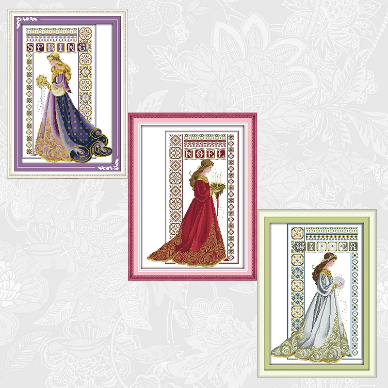 Набор для вышивания невесты с цветами вышивки крестиком ручной работы хлопковая