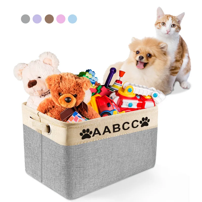 

Personalized Pet Storage Box Free Custom Dog Toy Storage Baskets Canvas Bag Foldable Pet Toys Linen Storage Box Dog Pet Supplies