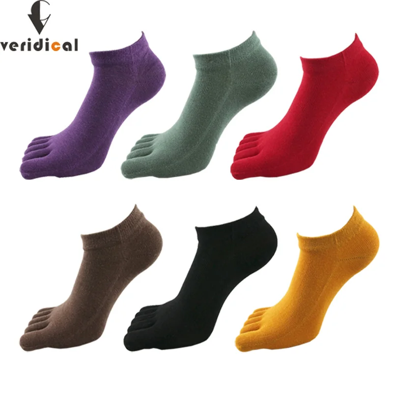 

Bright Color Five Finger Boat Socks Woman Girl Cotton Young, Casual, Fashion Solid Harajuku Ankle Socks With Toes Hot Sell