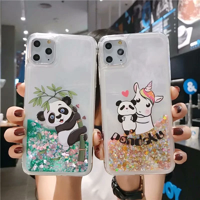 2019 бамбуковый динамический Жидкий чехол панда для iPhone 11 Pro Max 6 5 8 защита лошади