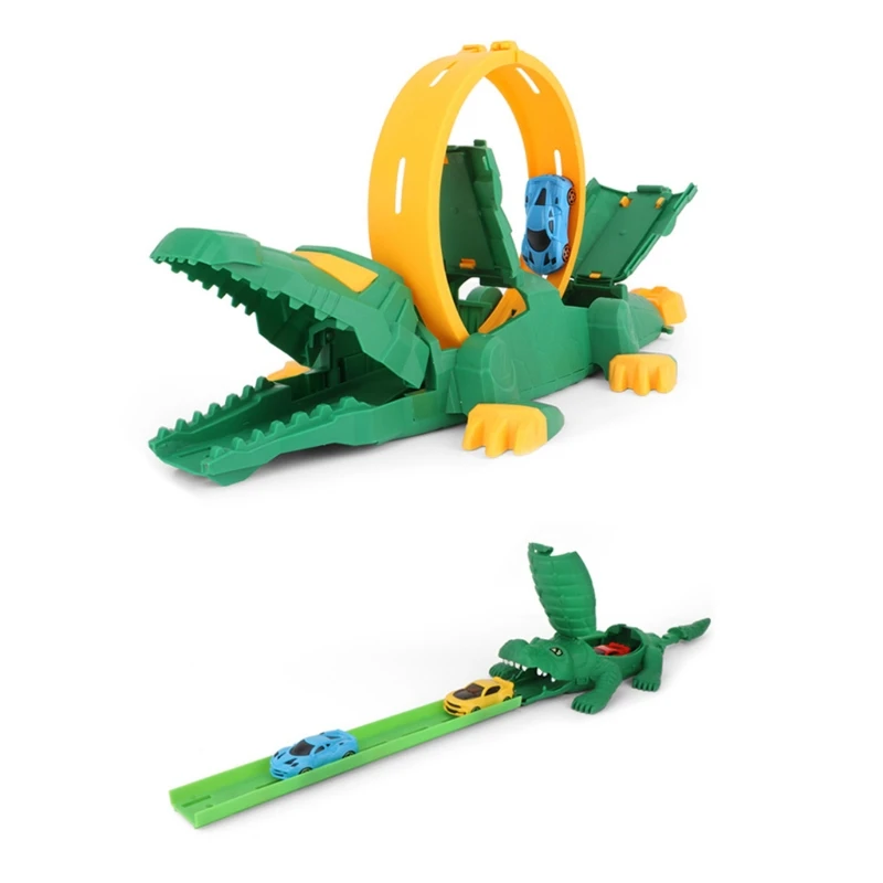 

L/S Crocodile Hobby Ejection Inertial Car, 360 Degree Rotating Puzzle Track Launcher Toy for Children Kids Birthday Gift