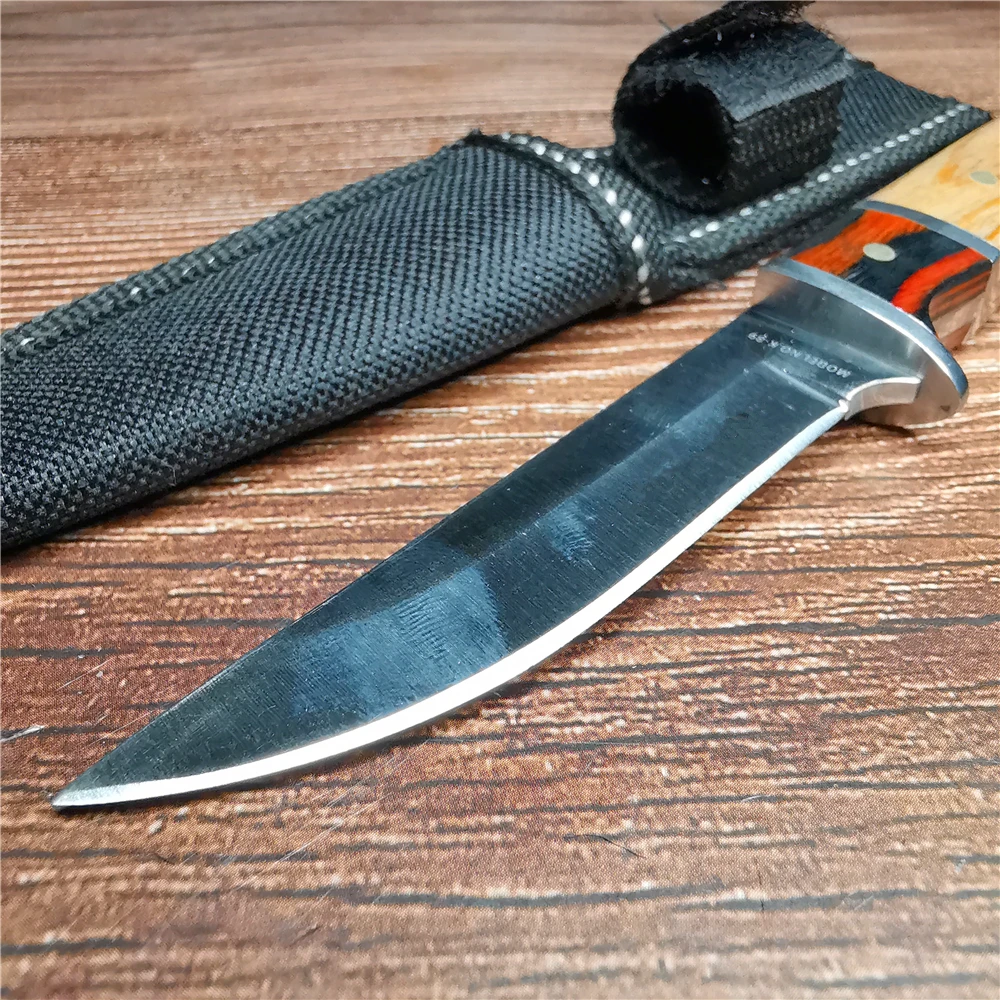 Прямой нож с деревянной ручкой лезвие из нержавеющей стали острый и прочный для