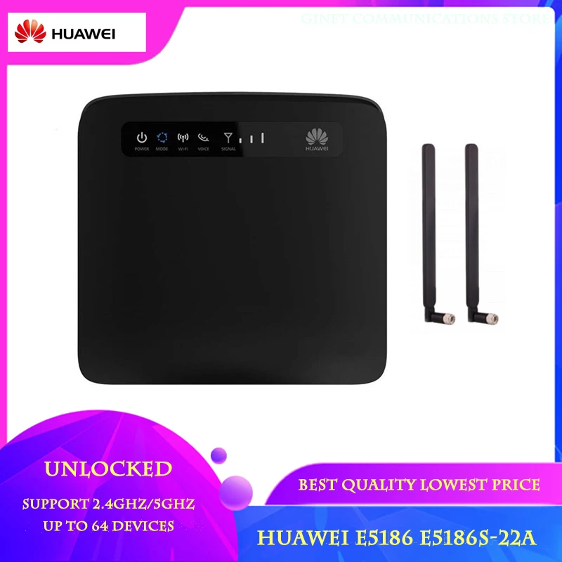 

Разблокированный Оригинальный Новый Huawei E5186 E5186s-22a 4G 300M CAT6 LTE CPE маршрутизатор, беспроводной маршрутизатор, точка доступа шлюза с 2 антеннами ...