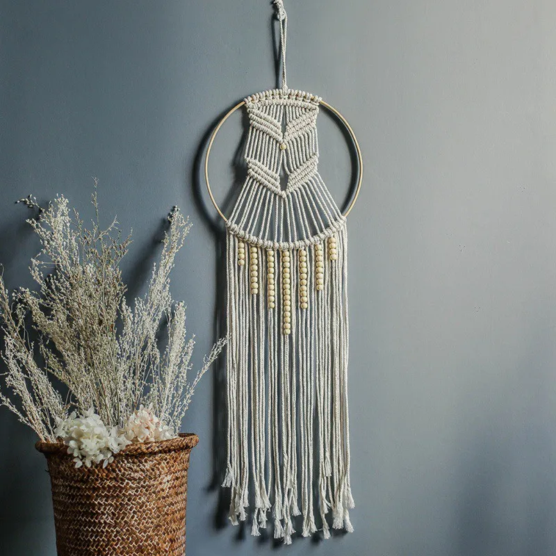 Декоративный хлопковый Плетеный макраме настенный гобелен в стиле бохо для