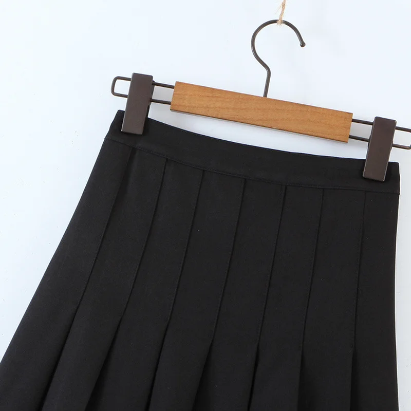 

2021 Spring New Women Irregular Pleated Black Skirts Adjustable Waist Empire Slim A-line Mini Skirt Korean Preppy Style Falda