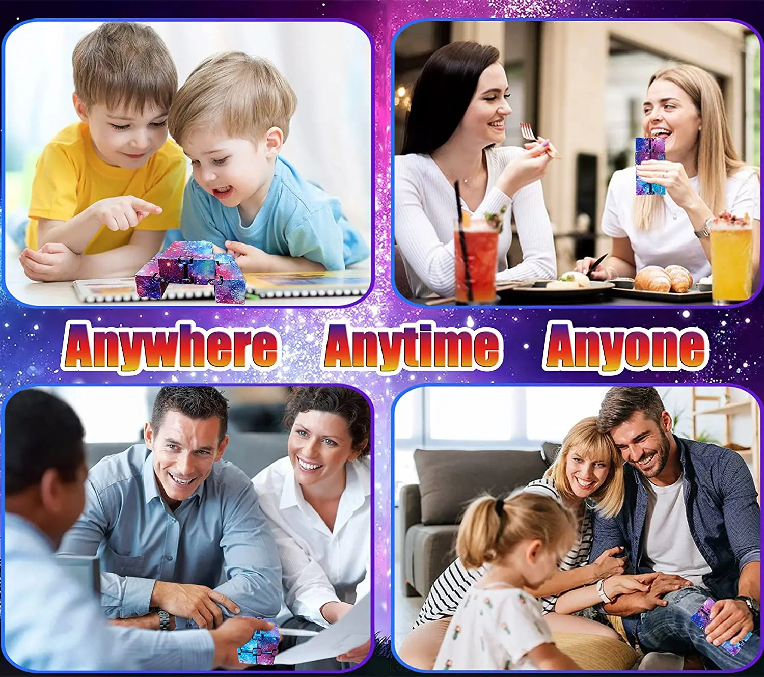 

Infinity Cube Toy 2Pack Starry Sky Fidget Blocks for Stress and Anxiety Relief Preschool Relaxing Hand-HeldKilling Time