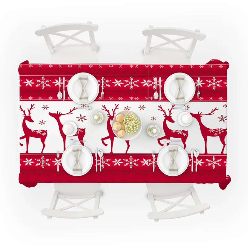НОВАЯ РОЖДЕСТВЕНСКАЯ домашняя прямоугольная скатерть с оленем Сика чайная