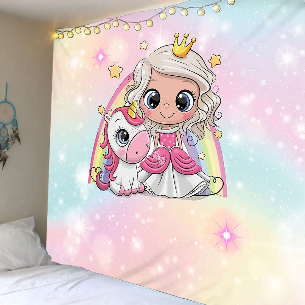 

Настенный Гобелен радужного цвета с единорогом на заказ, Настенный декор на Рождество, высококачественный гобелен, домашний декор