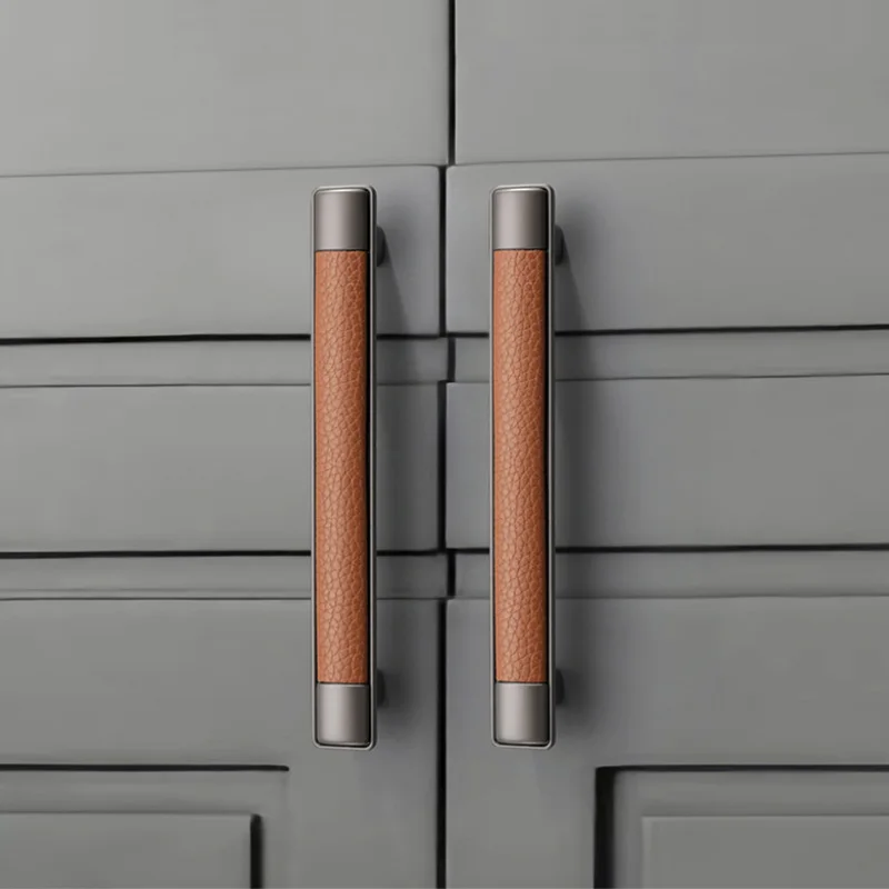 4 шт. ручки для мебели в европейском стиле коричневые кожаные и кухонных шкафов