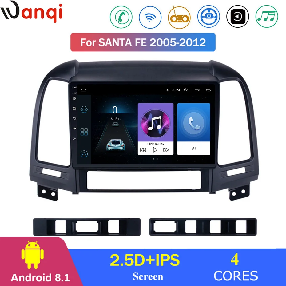 Для hyundai Santa Fe 2005 2012 автомобильный Радио Мультимедиа Видео плеер навигация gps Android 8