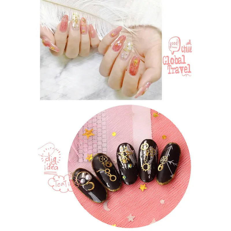 Металлические стразы блестящие патчи для ногтей заклепки 6 ячеек аксессуары