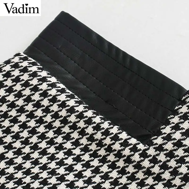 Женская клетчатая мини-юбка Vadim Ретро стиль винтажная офисная одежда на молнии