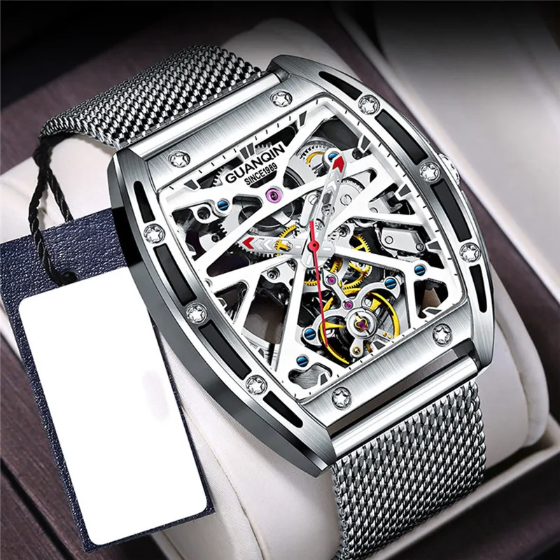 

2021 New GUANQIN Design Tourbillon Men's Mechanical Wristwatch skeleton luxury automatic watch for men Sapphire Waterproof Clock