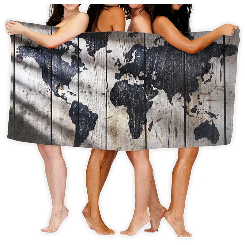 

Creative World Map Bath towels, 30" X 50" quick-drying towels for swimming pools, spas and gyms 100% microfiber
