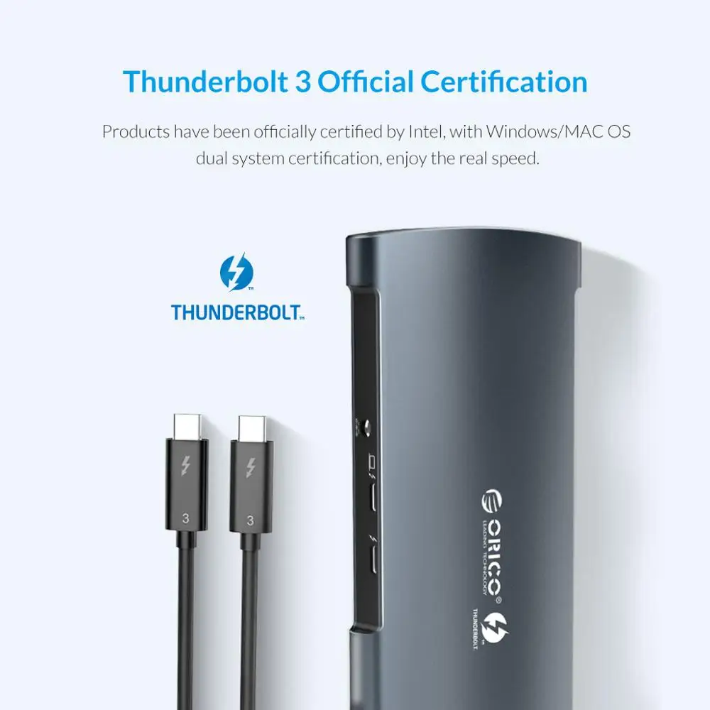 Док-станция ORICO Thunderbolt 3 usb-концентратор Type-C в DP USB 0 адаптер RJ45 SD4.0 конвертер для MacBook