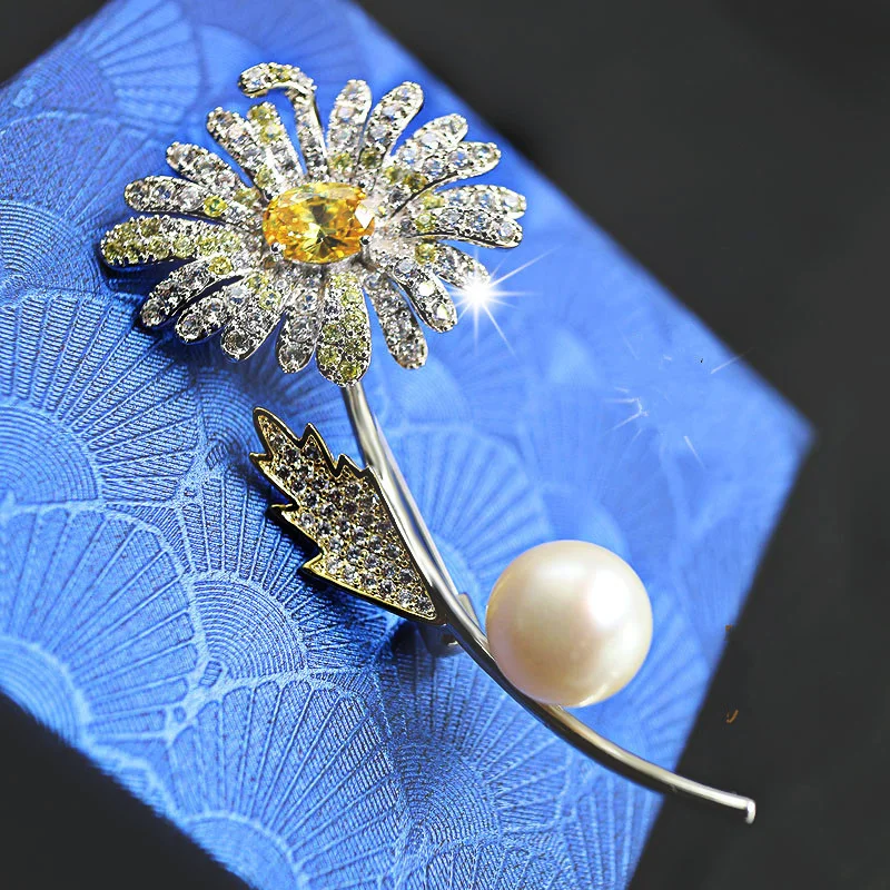 Женская Брошь В Виде Цветка mechoose брошь с кристаллом желтого цвета и фианитом