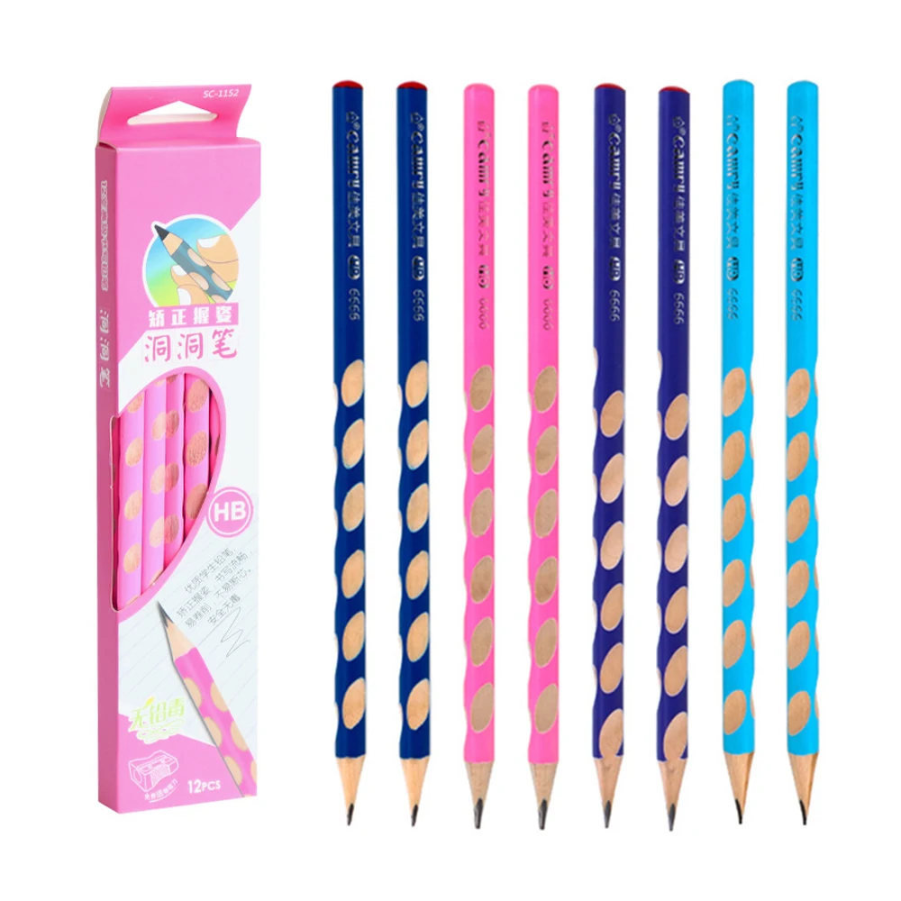 

12 pcs/lot Kawaii Wooden Lead Pencils Creative Hole HB Pencil for Kid Gifts School Office Supplies Novelty Stationery