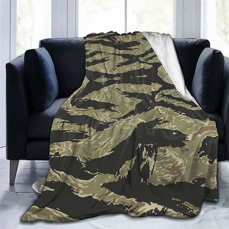 

Vietnam Tiger Stripe Camo Navajo Cubre Camara Green Throw Blanket 3D Print On Demand Sherpa Super Comfortable For Sofa