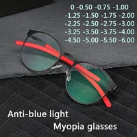 anti blue light blocking myopia glasses womenmen round frame nearsighted prescription glasses diopter 1 0to 6 0