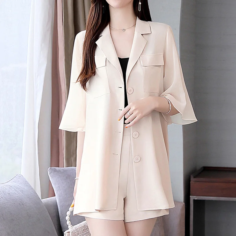 Женский комплект одежды из 2 предметов элегантный шифоновый топ с коротким