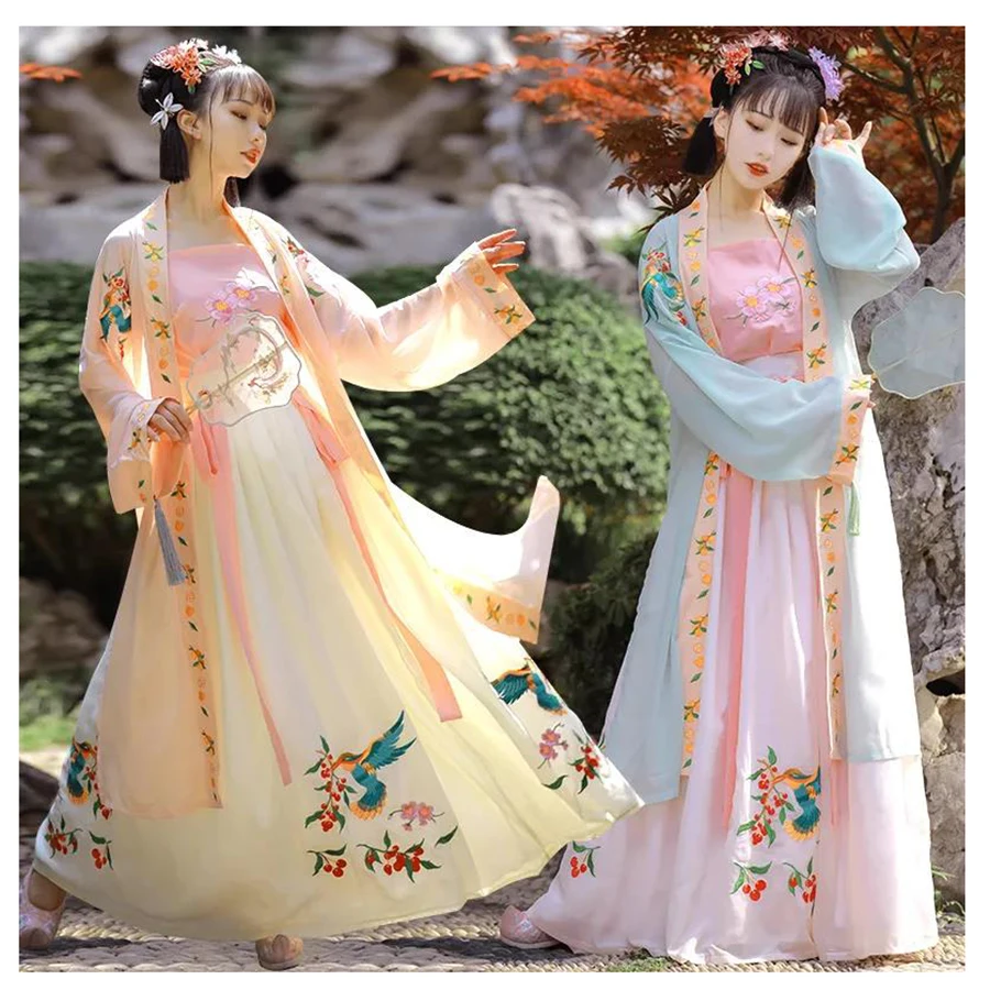 

WYFC Hanfu Chinese Traditional Clothing Bright Girl Song Women's Embroidery Princess Fairy Retro Cosplay Orient Beauty Show Set