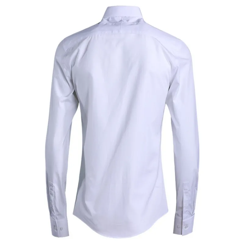 Рубашка мужская деловая с вышивкой глаза хлопок приталенный силуэт длинный