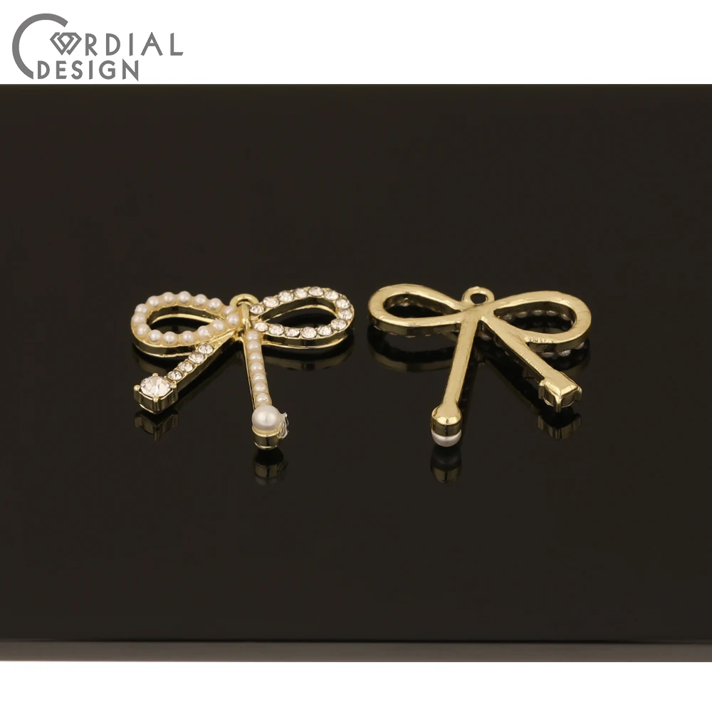 

Cordial Design 50Pcs 23*23MM Earrings Accessories/Bowknot Shape/Imitation Pearl/DIY Making/Hand Made/Rhinestone Charms/Pendants