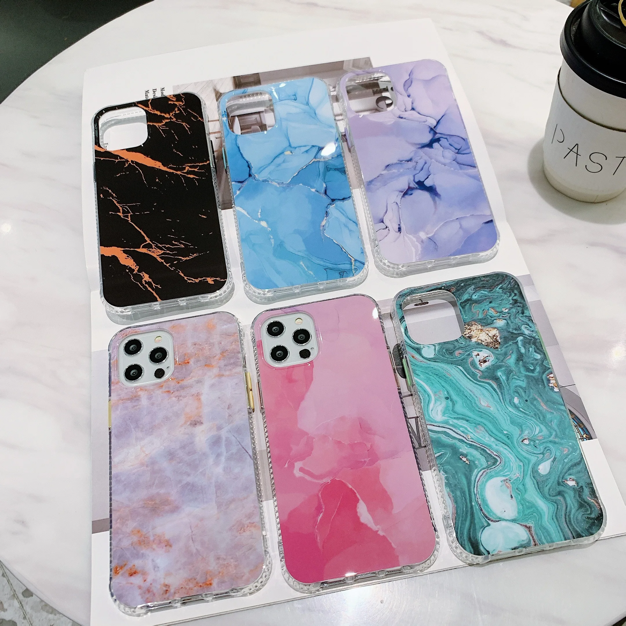 

Phone Case For iPhone 7 8 SE 2020 11 12 X XR XS Mini Plus PRO MAX Fashion Irregular Color Marbling Anti Fall Protection Cover