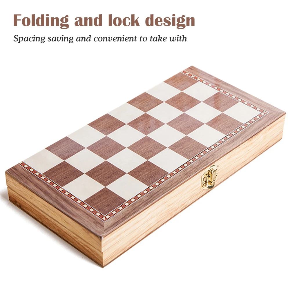 

3-in-1 Multifunctional Chess Set Folding Chessboard Game Checkers Draughts and Backgammon Set Entertainment Educational Toys