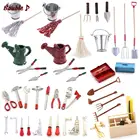 Садовые инструменты, жестяная лейка, лопата для кукольного домика в масштабе 112, миниатюры, декоративные модели, детская мебель, игрушки, аксессуары для рукоделия