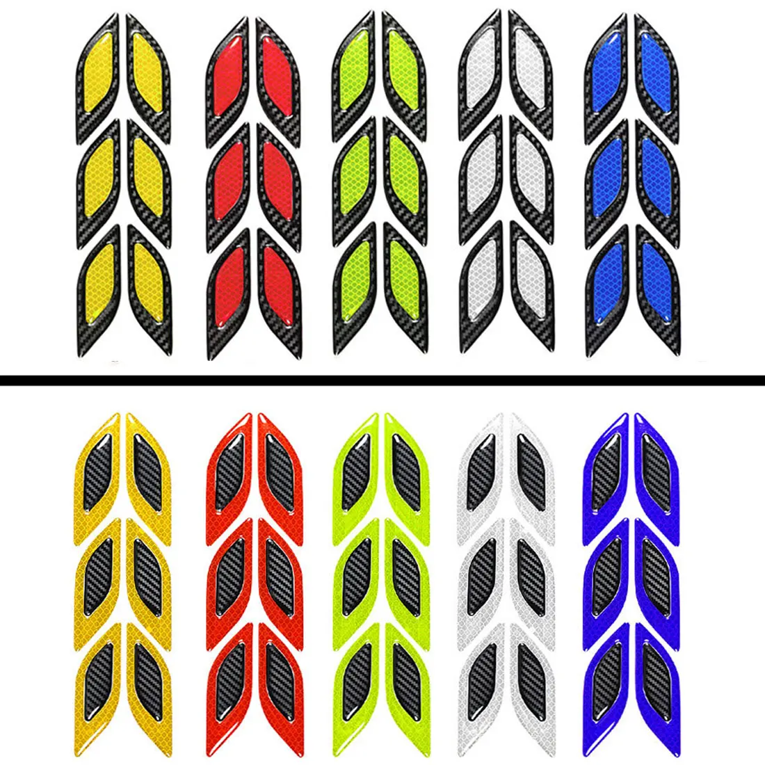 

3D 6Pcs/Set Car Reflective Strips Carbon fiber Car Sticker Truck Auto Motor Anti-Scratch Safety Warning Sticker For Car 4 Style