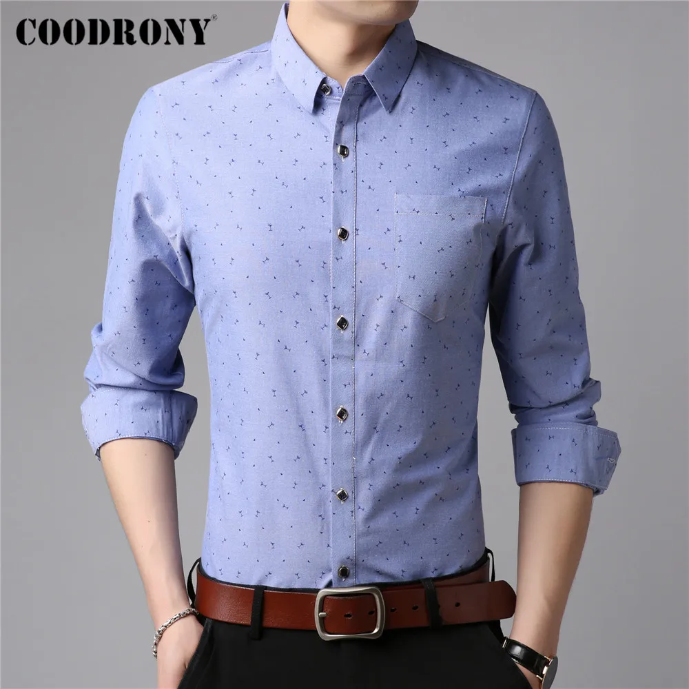 

COODRONY Brand Business Casual Social Dress Spring Autumn New Arrival Soft Cotton Long Sleeve Slim Fit Shirt Men Clothing C6169