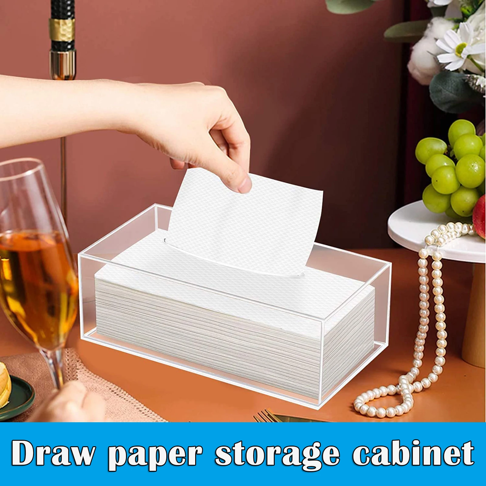 

Прозрачная коробка-диспенсер для салфеток, акриловая коробка для салфеток для лица, прямоугольная крышка-держатель для ванной, кухни, офиса