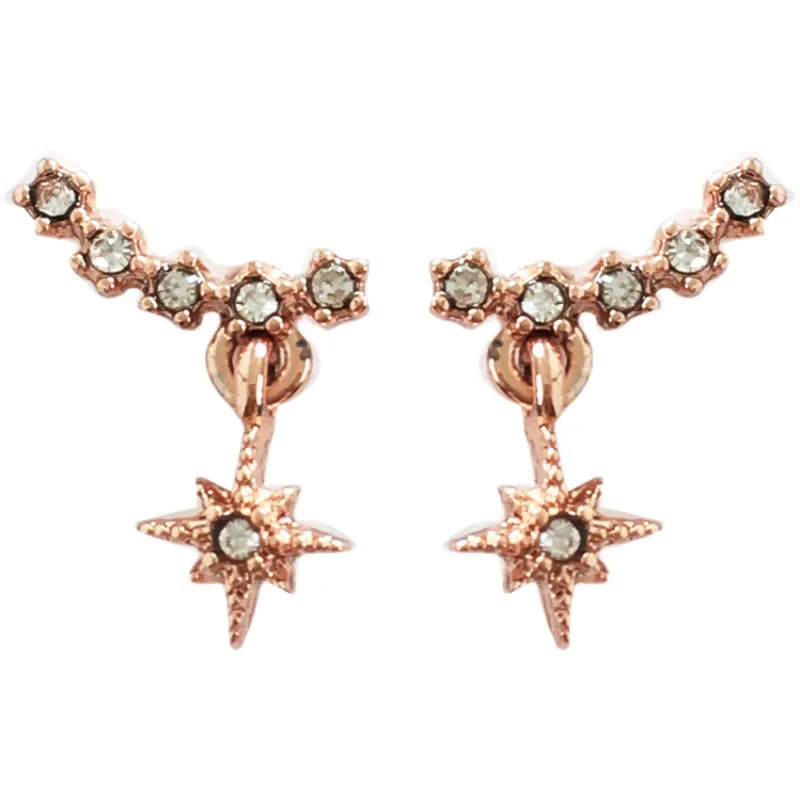 

CH-657 Shiny eight-pointed star earrings personality fashion design star diamond earrings beautiful small rose gold earrings