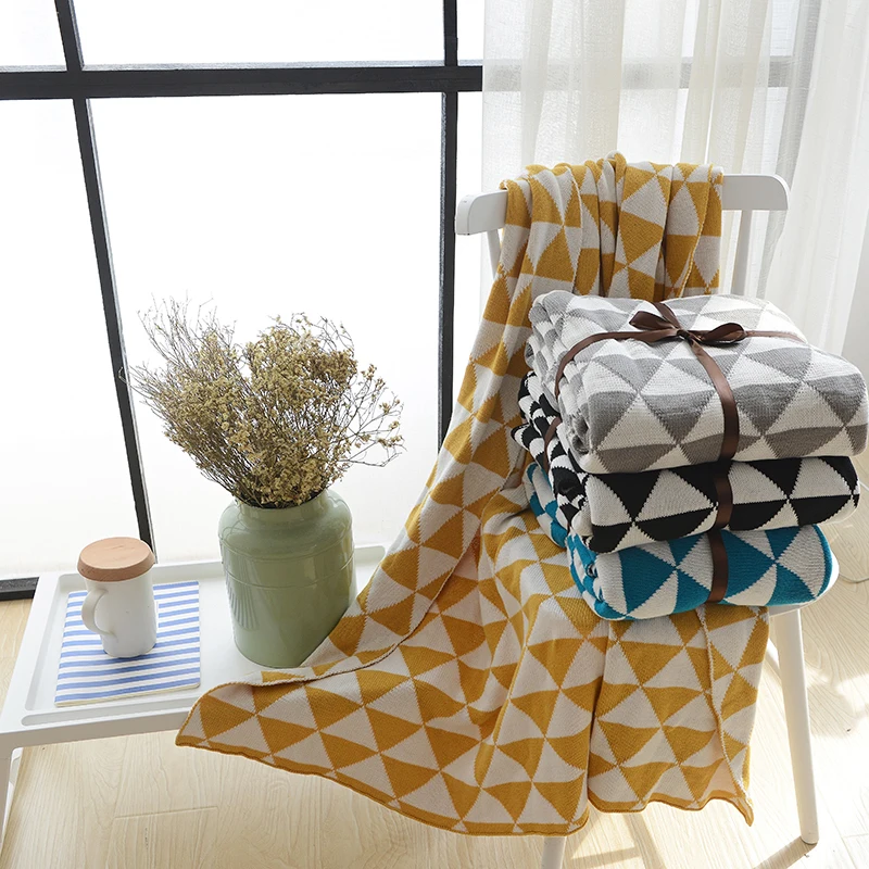 Вязаное Двухслойное одеяло Simanfei из чистого хлопка и шерсти мягкое тонкое офисное