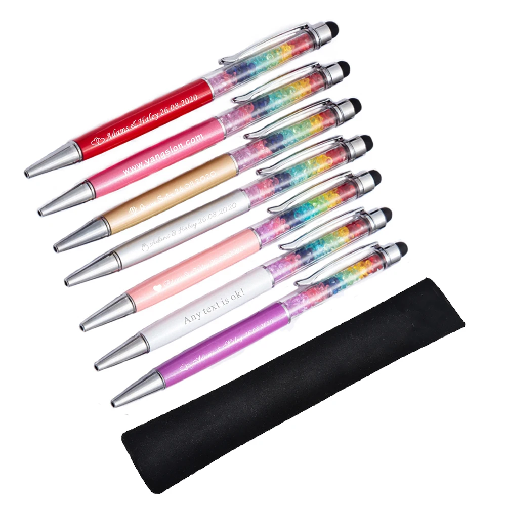 20 шт Персонализированные Гравированные радужные металлические ручки свадебный
