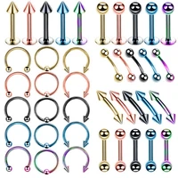 5pcs stainless steel body piercing jewelry bulk curved barbell eyebrow piercing lot tongue ring labret stud pack cbr nose ring