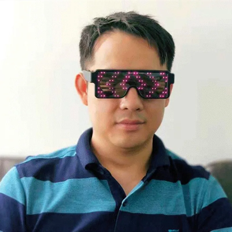 Sunglasses Light Christmas DIY APP Luminous Flash Bluetooth Glow Party Glasses lingual Led Modes Decorations Dropshipping