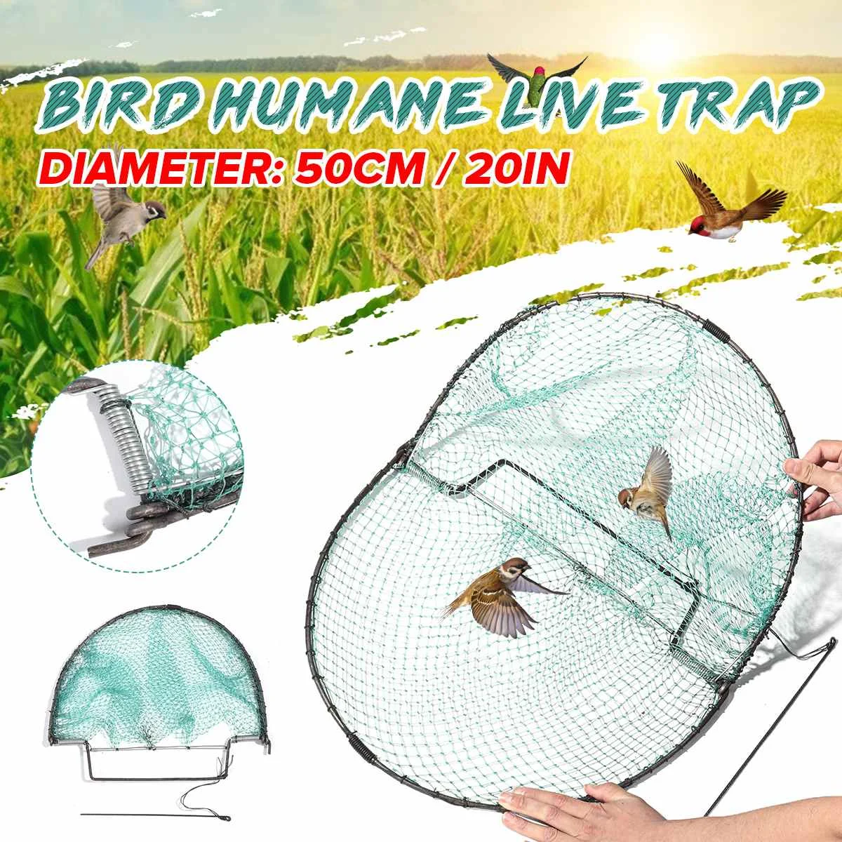 

New Bird Net Effective Humane Live Trap Hunting Sensitive Quail Humane Trapping Hunting Garden Supplies Pest Control 50X45 cm