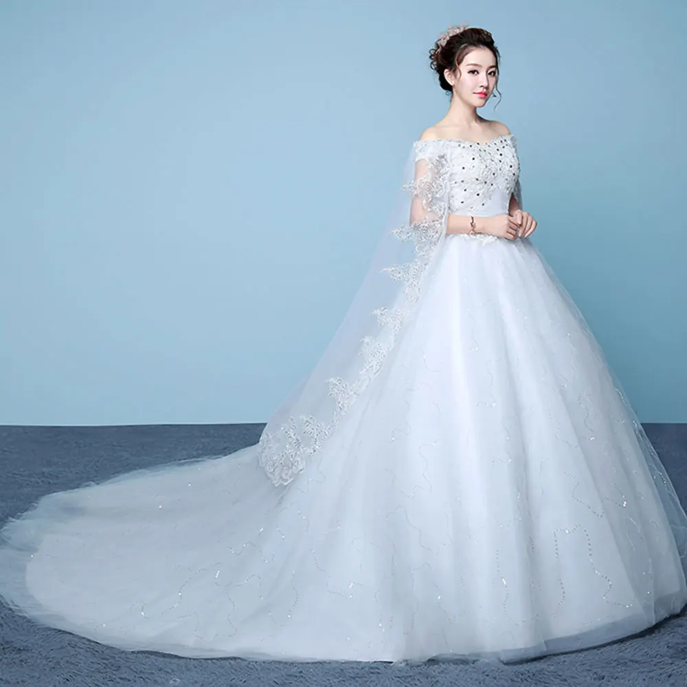 

AIJINGYU Wedding Dresses Lace Women Gowns Luxury Dubai Couture Moroccan Floral Gownes 2021 Bridal Dress Online Shop