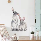 Милый стикер на стену в виде кролика для детской комнаты, спальни, гостиной, Детская Наклейка на стену, украшение дома, съемные настенные наклейки