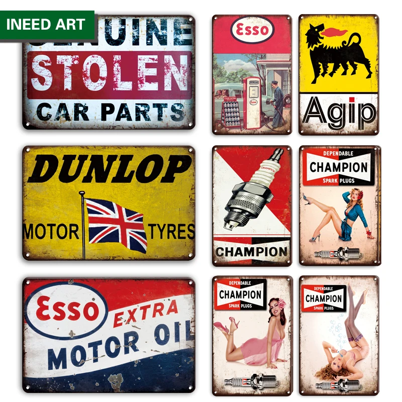 

Vintage Decorative Motorbike Metal Poster Tin Sign Retro Auto Garage Wall Stickers Gas Station Man Cave Wall Plate Home Decor
