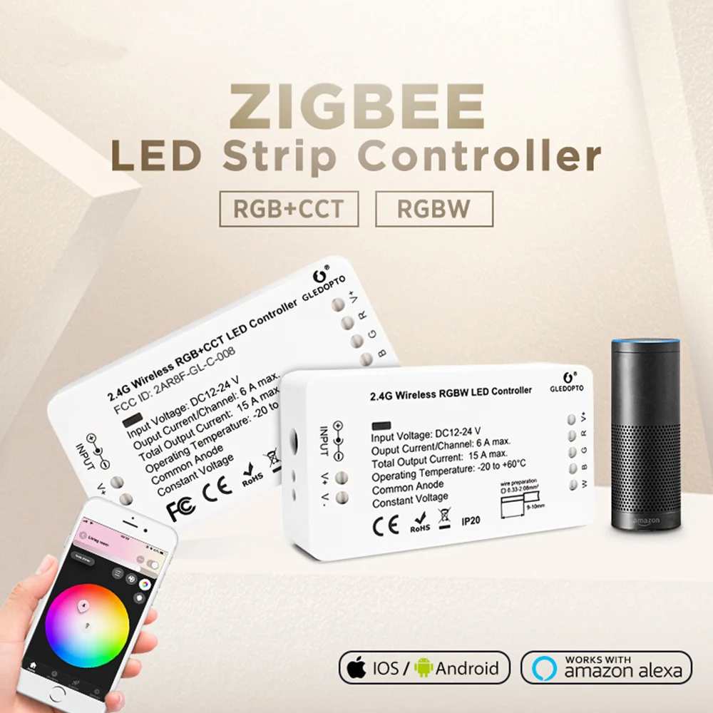 Светодиодный контроллер gledopto Zigbee RGBCCT RGBW умный для светодиодных лент 12 В 24