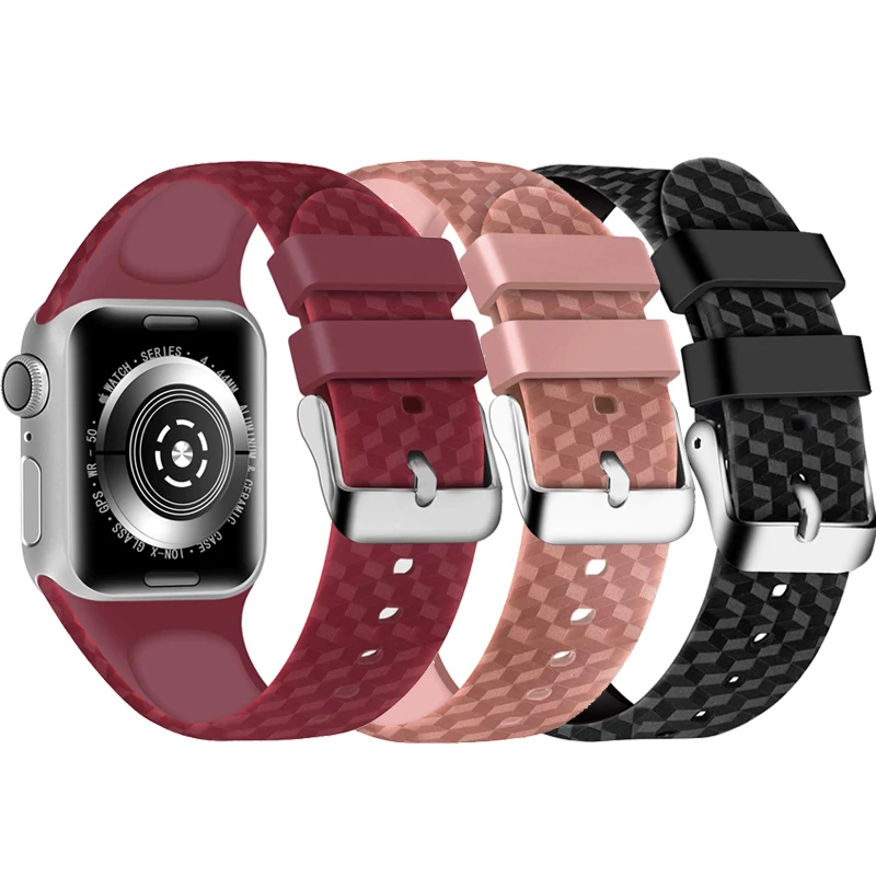 

Ремешок для apple watch 4, 5, силиконовый, с 3d-текстурой, 44 мм, 40 мм, 42 мм, 38 мм, ремешок для iwatch 5, 4, 3, 2/1, резиновый браслет
