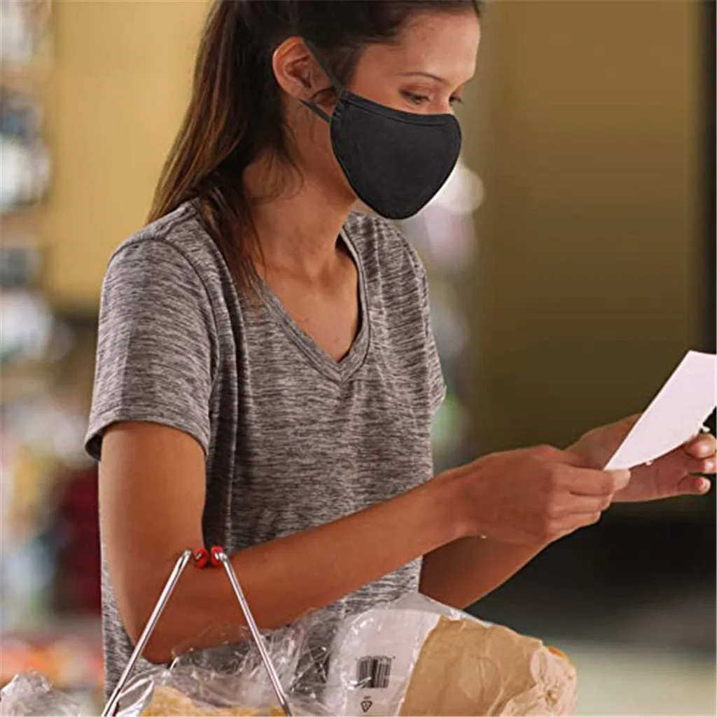 

Solid Color Black Mask Plus Gasket Dust Filter Mask Adult Washable Fabric Mask Mouth-Muffle Reusable Women Fashion Face