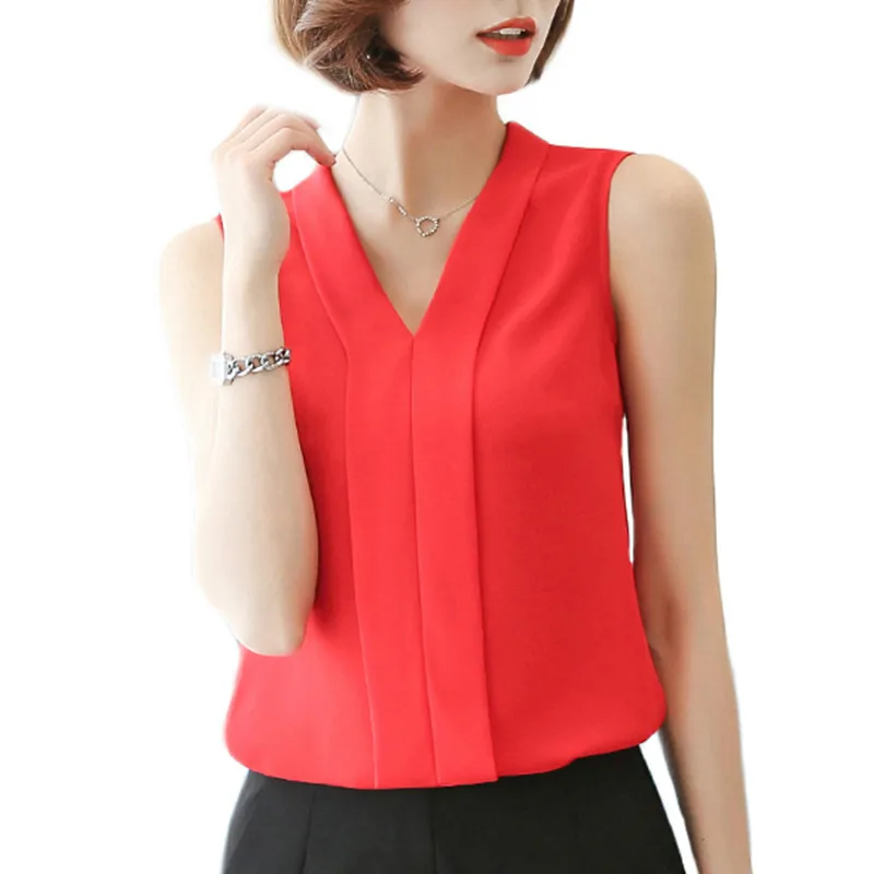 2019 Novas Mulheres Da Moda Blusas de шифон Senhoras Топы Повседневная Женская блузка Sem Mangas Femininas Banco