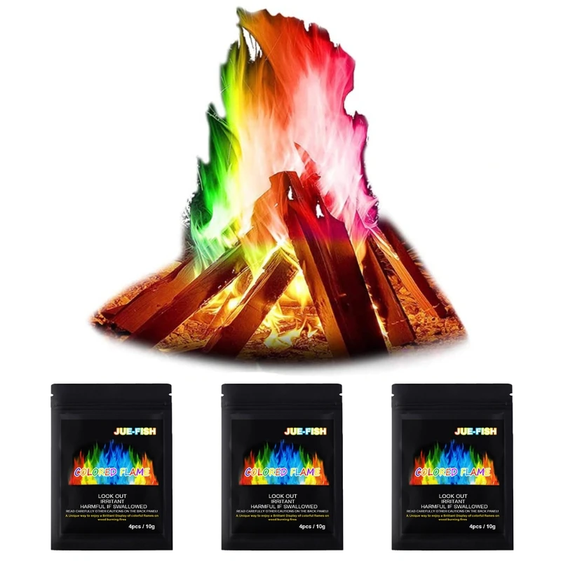 3 упаковки волшебного огня пятна меняющий цвет порошок создает яркое живое пламя