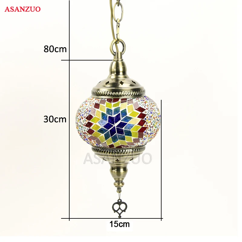 

Led Mediterranean Turkish Hanging Lamp Handmade Stained Glass Lampshade Vintage Pendant Lights for Bar Coffee Shop E14